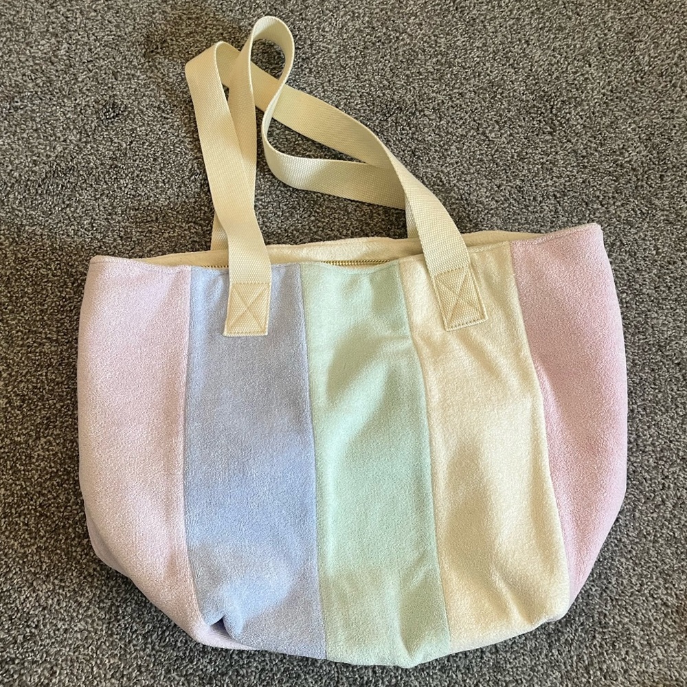 Stoney Clover Lane terry zip top rainbow tote